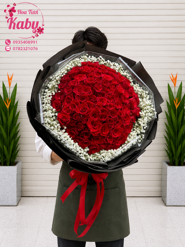 BÓ HOA HỒNG ĐỎ YÊU EM MÃI MÃI