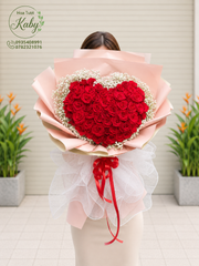 Bó Hoa Trái Tim Đỏ Yêu Thương