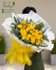 BÓ HOA 25 BÔNG HỒNG VÀNG NHẬP KHẢU