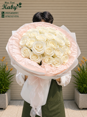 Bó Hoa Hồng Trắng Sương Mai Dịu Êm