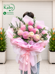 BÓ HOA 10 CÚC MẪU ĐƠN HỒNG NHẠT