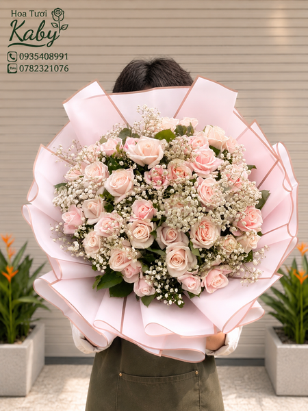 Bó hoa 40 bông hồng pastel