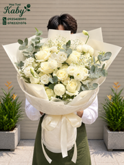 BÓ HOA HỒNG TRẮNG DỊU XINH