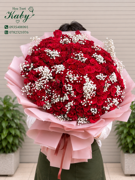 Bó Hoa 222 Bông Hồng Đỏ - Mãi Mãi Với Tình Yêu
