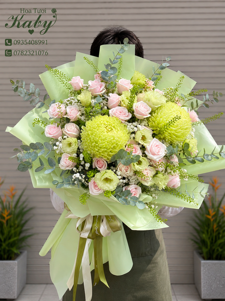 Bó Hoa Sương Xanh Dịu Êm
