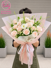 Bó hoa hồng pastel chúc mừng sinh nhật