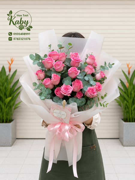 BÓ HOA HỒNG DÂU ĐƠN GIẢN