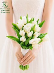 Bó Hoa Cưới Thanh Âm Tulip Trắng Tinh Khôi