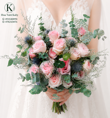 Bó Hoa Cầm Tay Cô Dâu Blush Eryngium Garden Serenity
