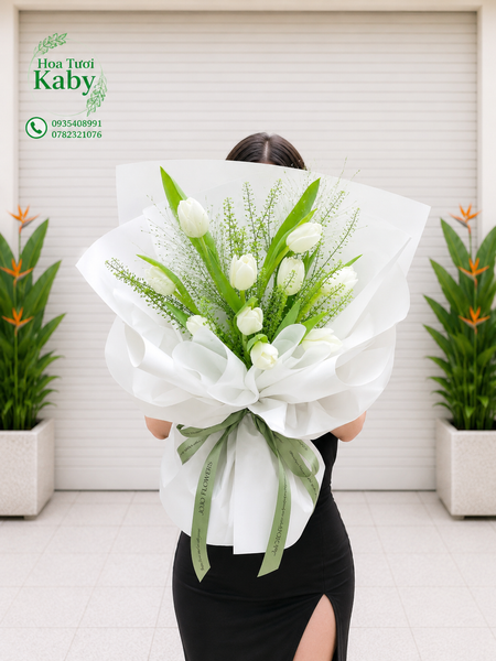 Bó Hoa Tulip Trắng Thanh Khiết