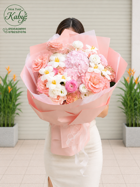 Bó Hoa Giai Điệu Hồng Dịu Dàng