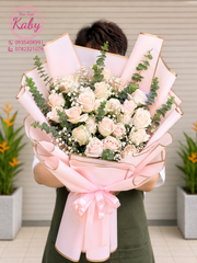 BÓ HOA HỒNG KEM DÂU