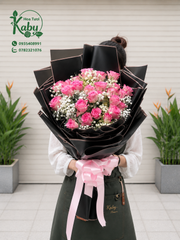BÓ HOA 24 BÔNG HỒNG DÂU