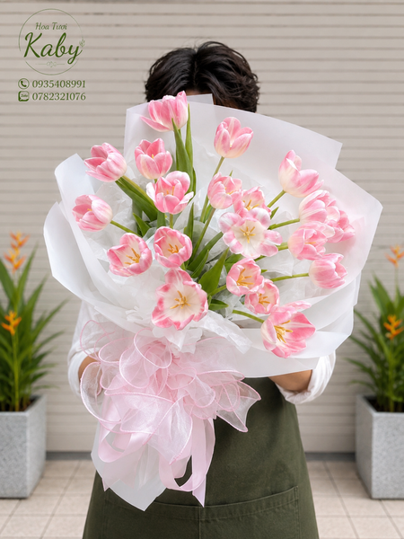 Bó hoa 20 bông tulip hồng