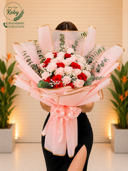 Bó Hoa Crimson Blush Romance