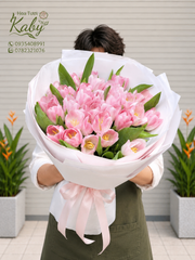 BÓ HOA TULIP HỒNG NHẬP KHẨU