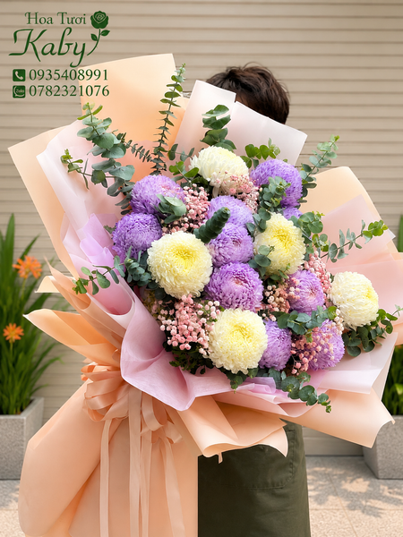 BÓ HOA CÚC MẪU ĐƠN MIX MÀU