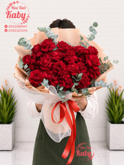 HOA BÓ HỒNG ĐỎ OHARA KÈM LÁ BẠC SANG TRỌNG