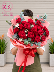 BÓ HOA 25 BÔNG HỒNG ĐỎ OHARA