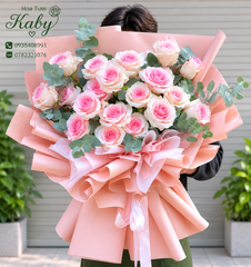 BÓ HOA HỒNG NHẬP PINK CHIRSTA