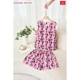  Bộ đùi mặc nhà nữ sát nách cổ tim lụa Mango họa tiết 