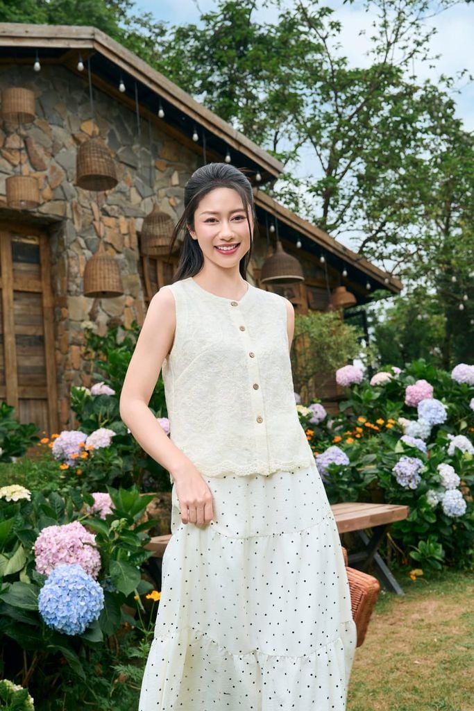  Áo ren sát nách cổ tròn phối lót Chiffon cao cấp 