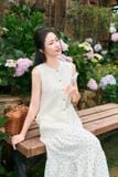  Áo ren sát nách cổ tròn phối lót Chiffon cao cấp 