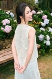  Áo ren sát nách cổ tròn phối lót Chiffon cao cấp 