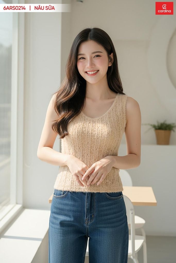  Áo ba lỗ nữ ren cổ tròn có đệm ngực tinh tế. 