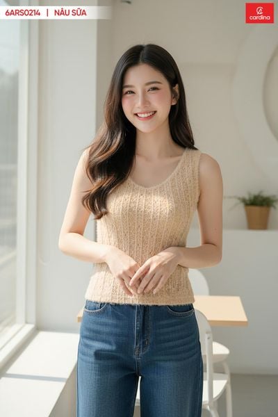  Áo ba lỗ nữ ren cổ tròn có đệm ngực tinh tế. 