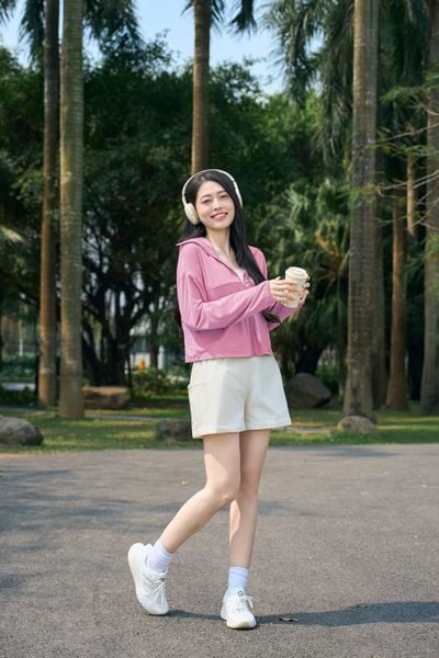  Áo chống nắng nữ Ice Text 2 lớp dáng croptop công nghệ sợi lạnh UPF 50+ 