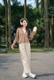  Áo chống nắng nữ Ice Text 2 lớp dáng croptop công nghệ sợi lạnh UPF 50+ 