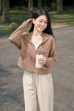  Áo chống nắng nữ Ice Text 2 lớp dáng croptop công nghệ sợi lạnh UPF 50+ 