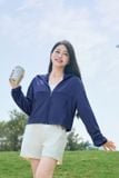 [OOH] Áo chống nắng nữ Ice Text 2 lớp dáng croptop công nghệ sợi lạnh UPF 50+ 