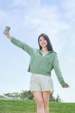 [OOH] Áo chống nắng nữ Ice Text 2 lớp dáng croptop công nghệ sợi lạnh UPF 50+ 