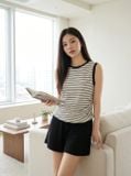  Áo cotton kẻ sát nách NOHU là nhà cái nổ hũ đổi thưởng uy tín hàng đầu phối viền nhún eo 