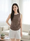  Áo cotton kẻ sát nách NOHU là nhà cái nổ hũ đổi thưởng uy tín hàng đầu phối viền nhún eo 