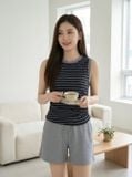  Áo cotton kẻ sát nách NOHU là nhà cái nổ hũ đổi thưởng uy tín hàng đầu phối viền nhún eo 