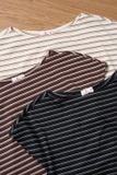  Áo cotton thun kẻ tay liền cổ thuyền xếp ly eo 