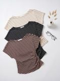  Áo cotton thun kẻ tay liền cổ thuyền xếp ly eo 