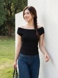  Áo cotton zip tay cộc cổ thắt nơ lệch 