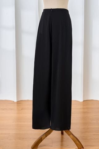 Quần lụa áo dài dáng suông cạp chun có khóa kéo