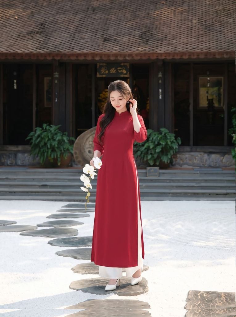  Áo dài trơn tay lỡ truyền thống 