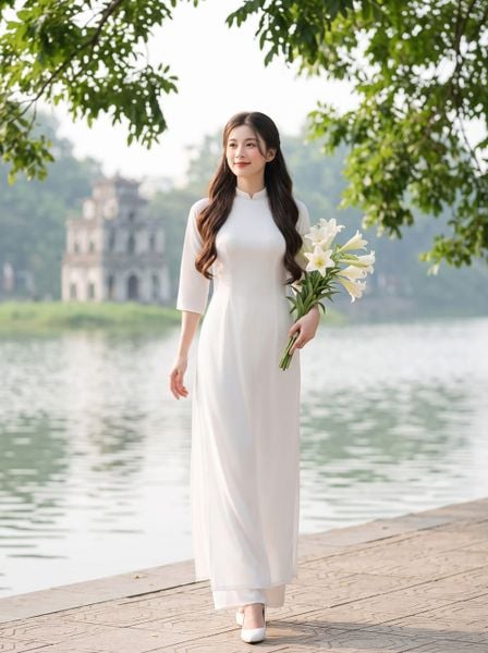  Áo dài trơn truyền thống 