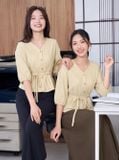  Áo kiểu rút dây đai eo tay lỡ 