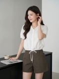  Áo đũi tay cộc cổ V rút gấu 