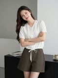  Áo đũi tay cộc cổ V rút gấu 