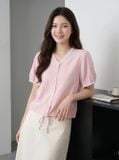  Áo đũi tay cộc cổ V rút gấu 