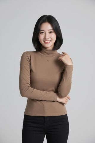 Áo giữ nhiệt nỉ lót lông cừu cổ 5cm đính tag trang trí