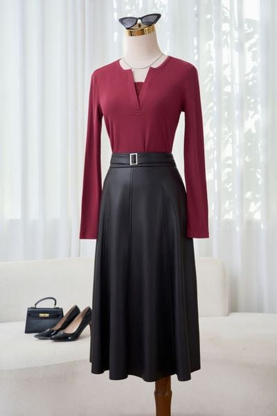  Áo giữ nhiệt nữ vải tăm cotton dài tay dáng cổ chữ V phối ren 